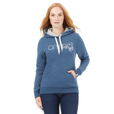 Animal Mid blue logo applique hoodie